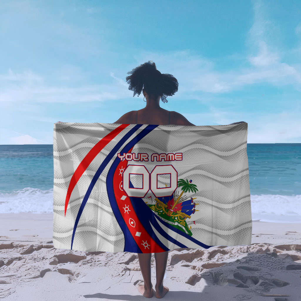 Personalized Haiti Football Trogon Bird Sarong Les Grenadiers National Flag Art Caribbean