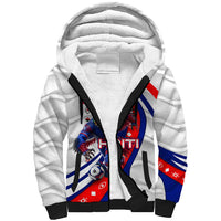Personalized Haiti Football Trogon Bird Sherpa Hoodie Les Grenadiers National Flag Art Caribbean