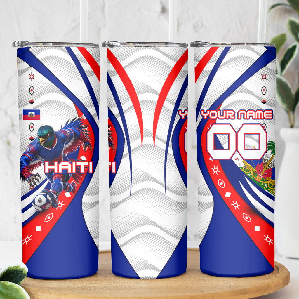 Personalized Haiti Football Trogon Bird Skinny Tumbler Les Grenadiers National Flag Art Caribbean