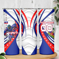 Personalized Haiti Football Trogon Bird Skinny Tumbler Les Grenadiers National Flag Art Caribbean