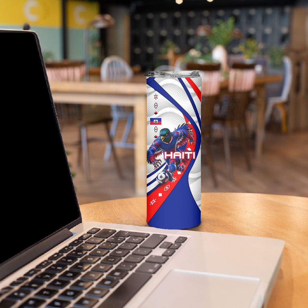 Personalized Haiti Football Trogon Bird Skinny Tumbler Les Grenadiers National Flag Art Caribbean