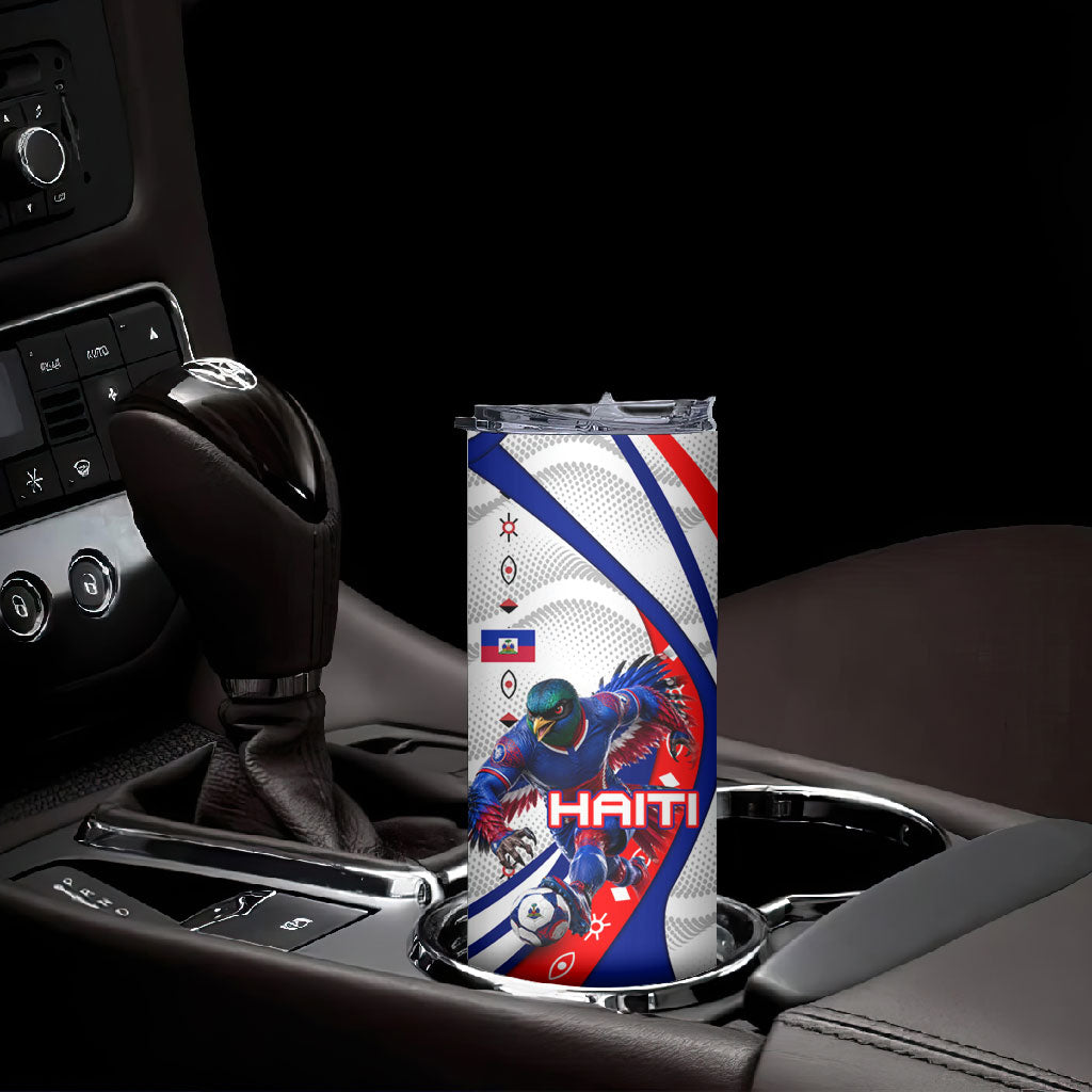 Personalized Haiti Football Trogon Bird Skinny Tumbler Les Grenadiers National Flag Art Caribbean