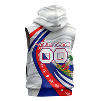 Personalized Haiti Football Trogon Bird Sleeveless Hoodie Les Grenadiers National Flag Art Caribbean