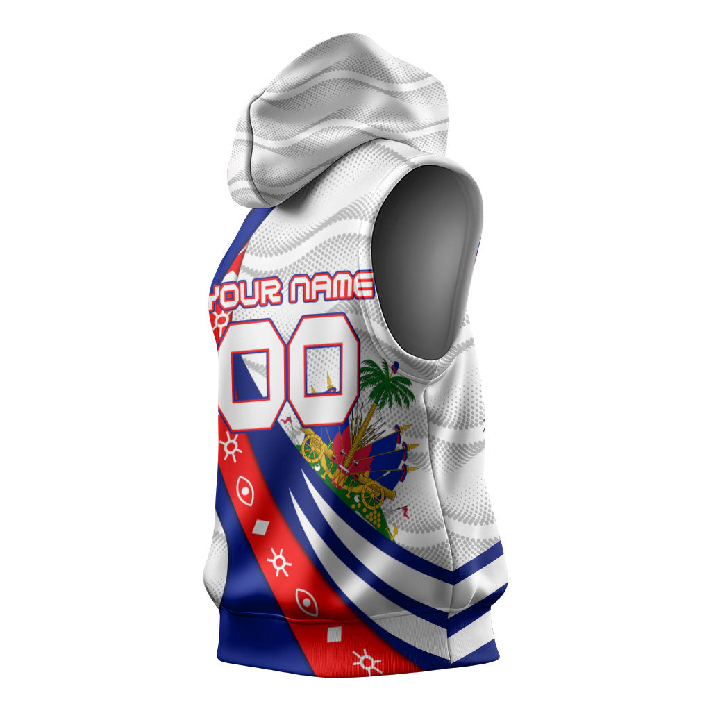 Personalized Haiti Football Trogon Bird Sleeveless Hoodie Les Grenadiers National Flag Art Caribbean