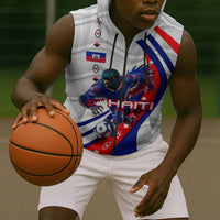Personalized Haiti Football Trogon Bird Sleeveless Zip Hoodie Les Grenadiers National Flag Art Caribbean