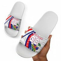 Personalized Haiti Football Trogon Bird Slide Sandals Les Grenadiers National Flag Art Caribbean