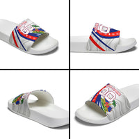 Personalized Haiti Football Trogon Bird Slide Sandals Les Grenadiers National Flag Art Caribbean