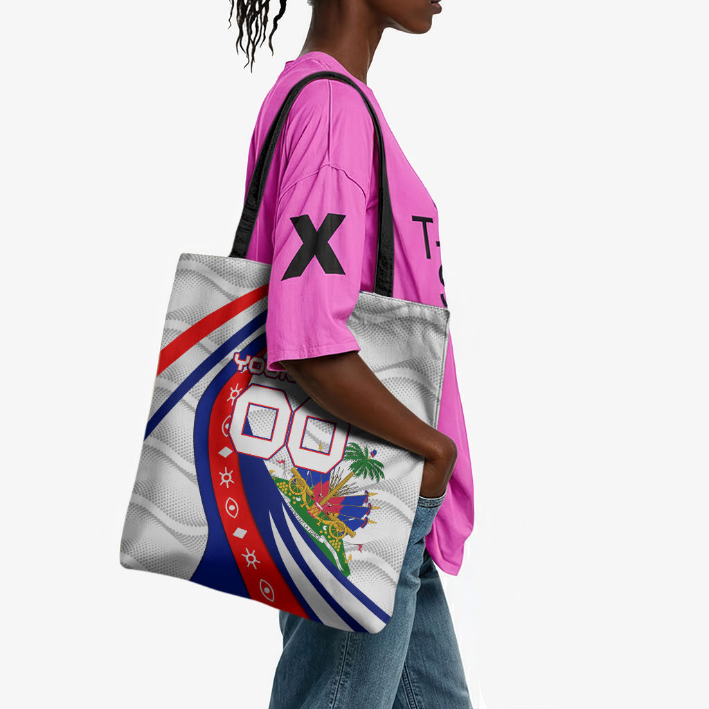 Personalized Haiti Football Trogon Bird Tote Bag Les Grenadiers National Flag Art Caribbean