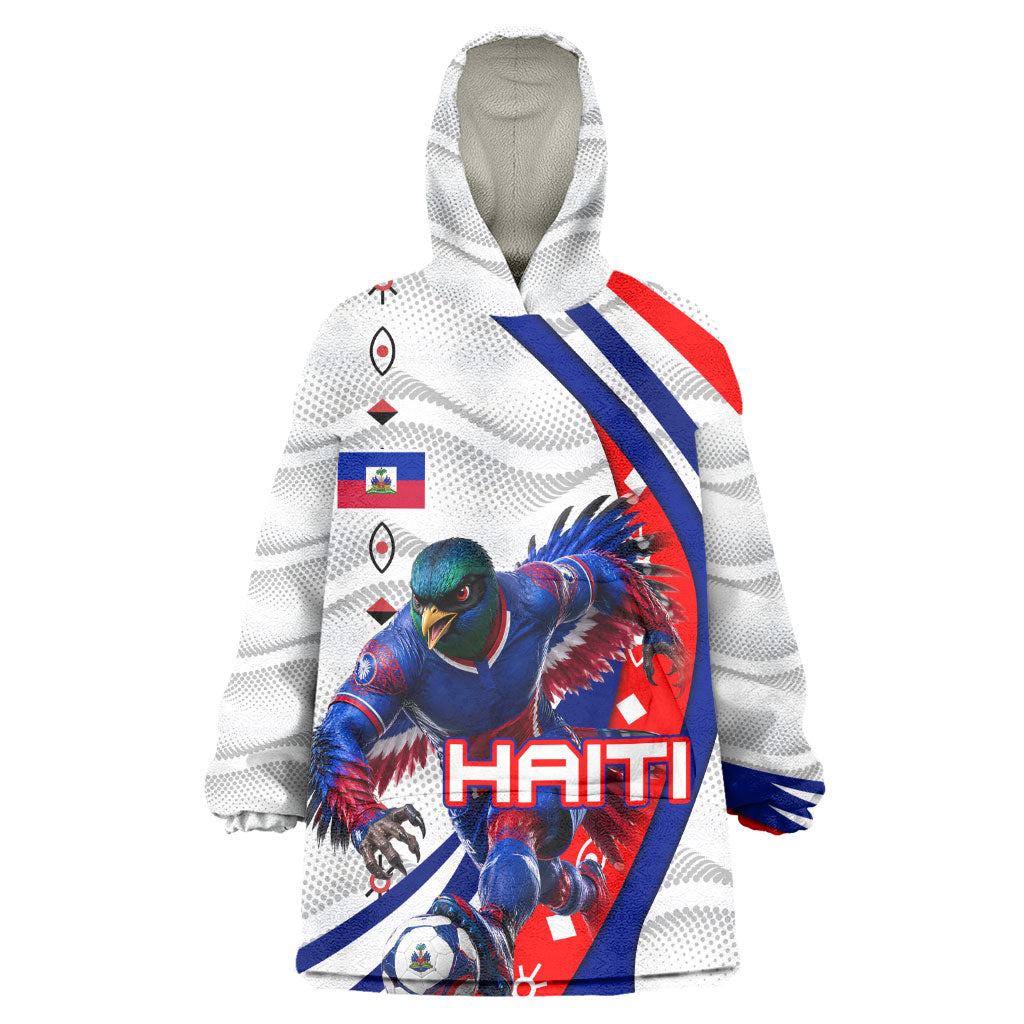 Personalized Haiti Football Trogon Bird Wearable Blanket Hoodie Les Grenadiers National Flag Art Caribbean