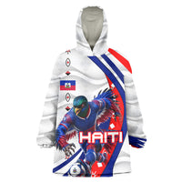 Personalized Haiti Football Trogon Bird Wearable Blanket Hoodie Les Grenadiers National Flag Art Caribbean