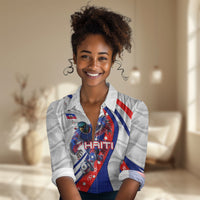 Personalized Haiti Football Trogon Bird Women Casual Shirt Les Grenadiers National Flag Art Caribbean