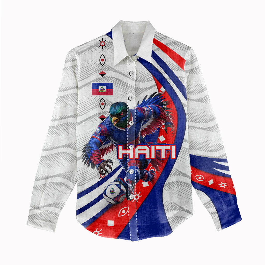 Personalized Haiti Football Trogon Bird Women Casual Shirt Les Grenadiers National Flag Art Caribbean