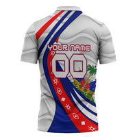 Personalized Haiti Football Trogon Bird Zipper Polo Shirt Les Grenadiers National Flag Art Caribbean