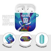Personalized Haiti Football AirPods Case Haitian Flag Trogon Bird Mascot