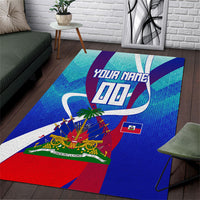 Personalized Haiti Football Area Rug Haitian Flag Trogon Bird Mascot