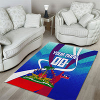 Personalized Haiti Football Area Rug Haitian Flag Trogon Bird Mascot