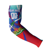 Personalized Haiti Football Arm Sleeves Haitian Flag Trogon Bird Mascot