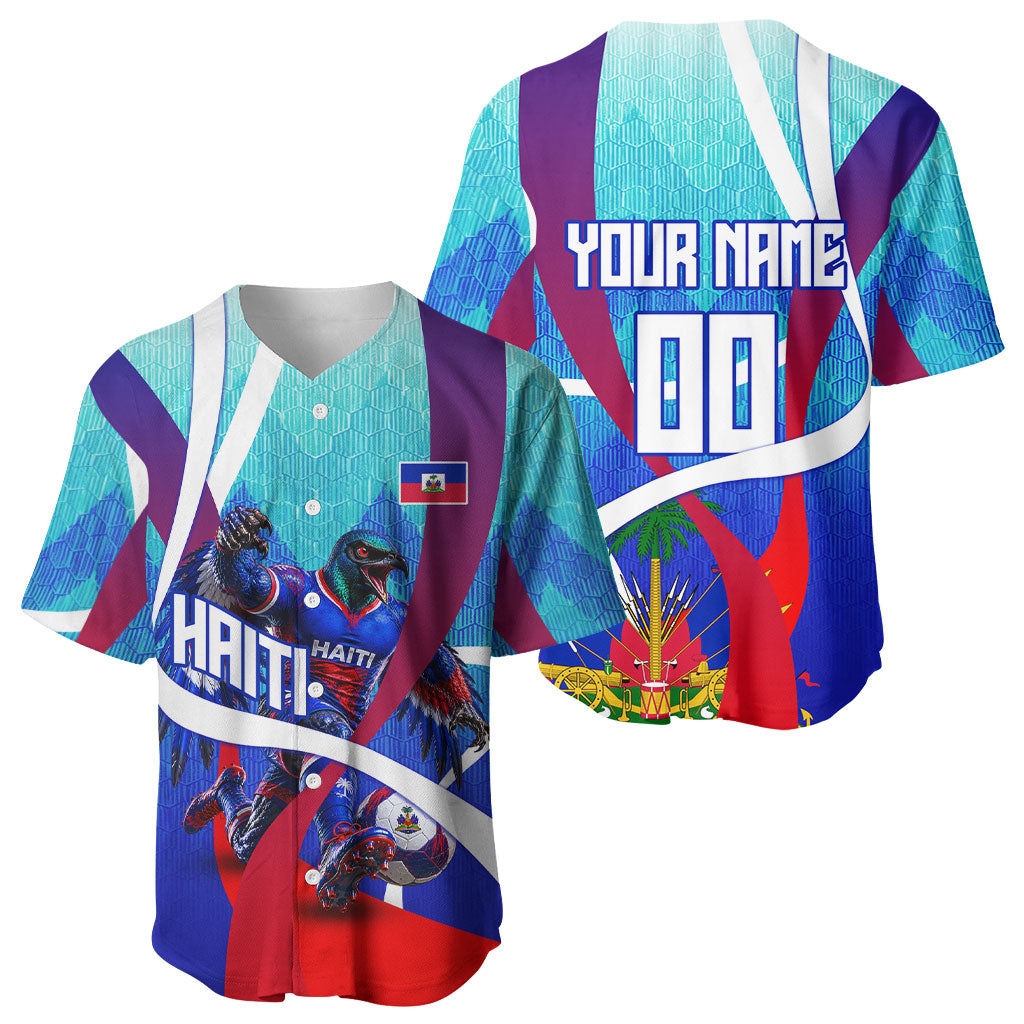 Personalized Haiti Football Baseball Jersey Haitian Flag Trogon Bird Mascot