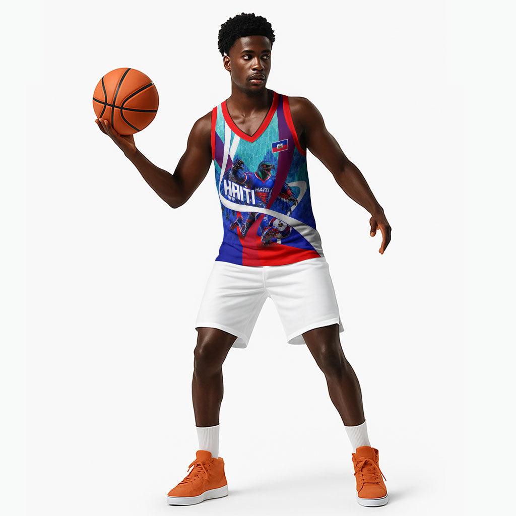 Personalized Haiti Football Basketball Jersey Haitian Flag Trogon Bird Mascot