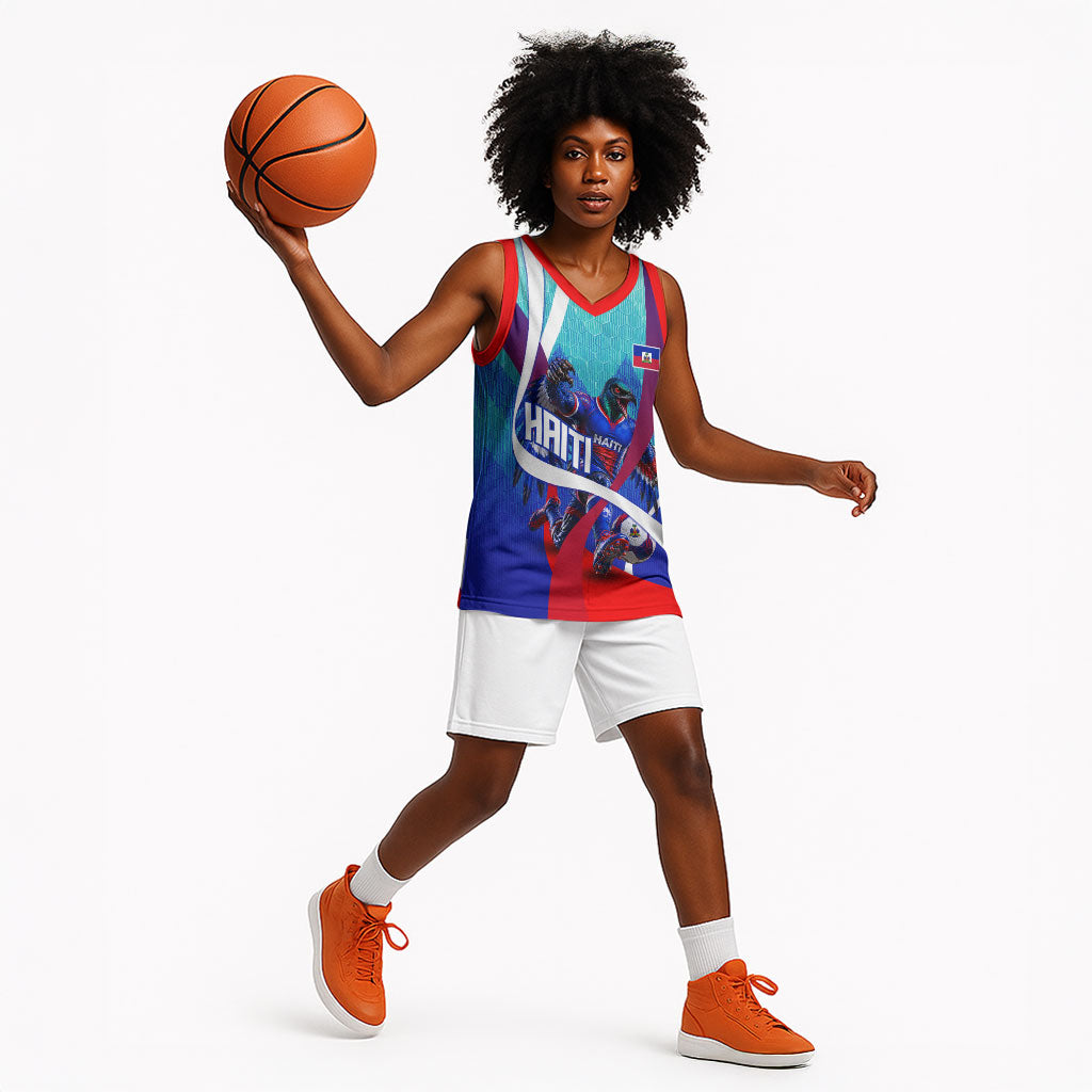 Personalized Haiti Football Basketball Jersey Haitian Flag Trogon Bird Mascot