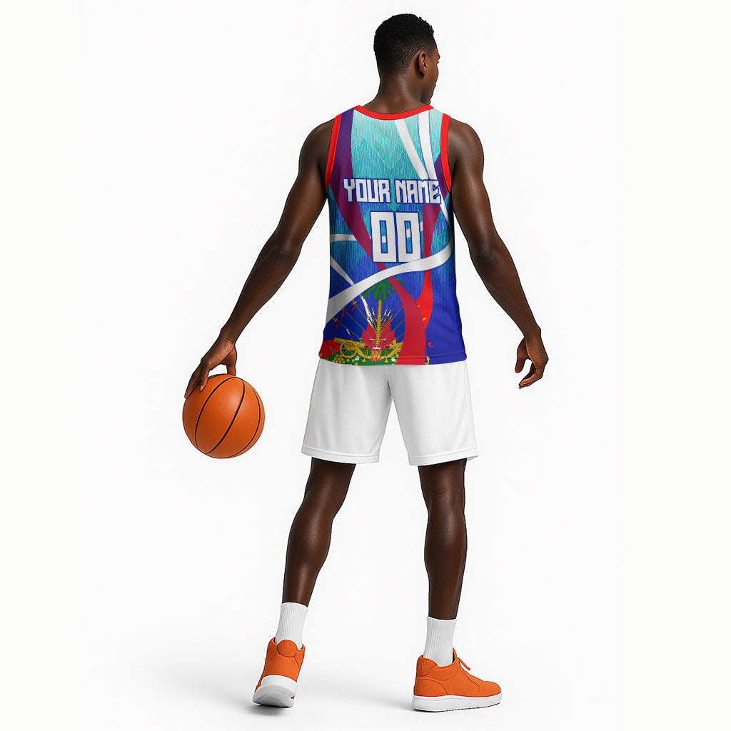Personalized Haiti Football Basketball Jersey Haitian Flag Trogon Bird Mascot