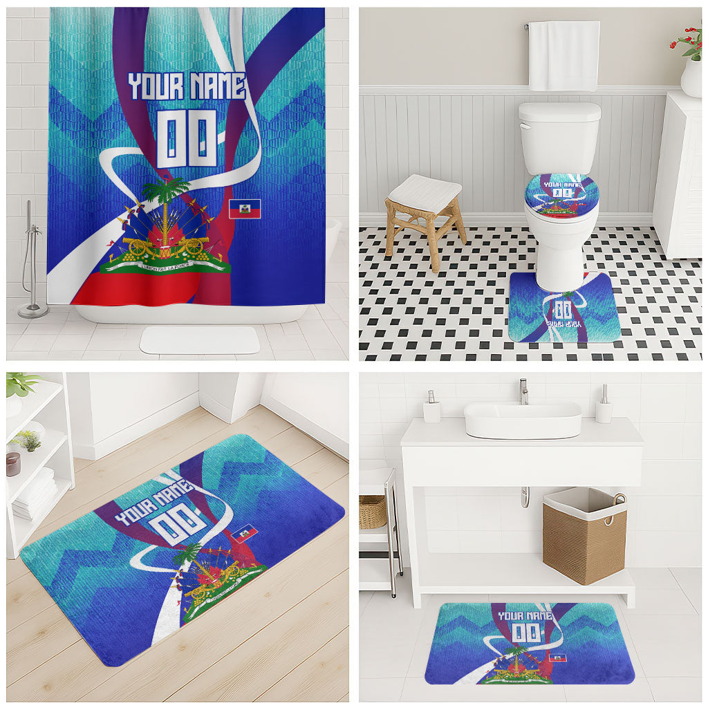 Personalized Haiti Football Bathroom Set Haitian Flag Trogon Bird Mascot