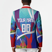 Personalized Haiti Football Blazer Haitian Flag Trogon Bird Mascot