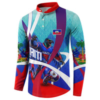 Personalized Haiti Football Button Sweatshirt Haitian Flag Trogon Bird Mascot