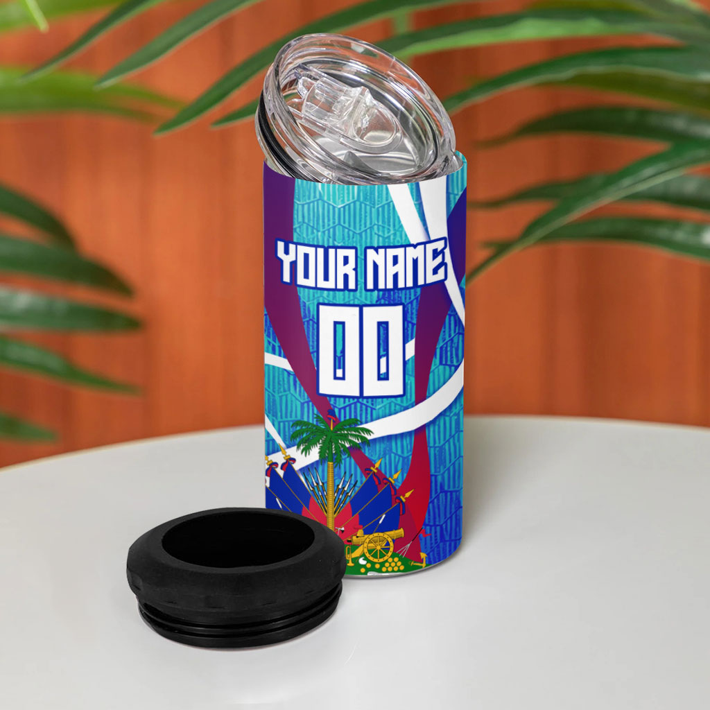 Personalized Haiti Football 4 in 1 Can Cooler Tumbler Haitian Flag Trogon Bird Mascot