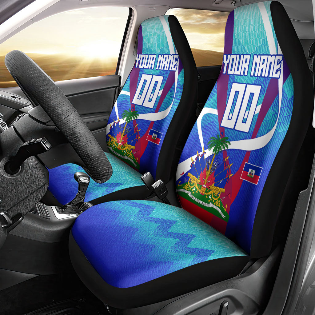 Personalized Haiti Football Car Seat Cover Haitian Flag Trogon Bird Mascot