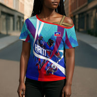 Personalized Haiti Football Cross Shoulder Shirt Haitian Flag Trogon Bird Mascot