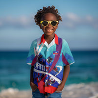 Personalized Haiti Football Kid Hawaiian Shirt Haitian Flag Trogon Bird Mascot