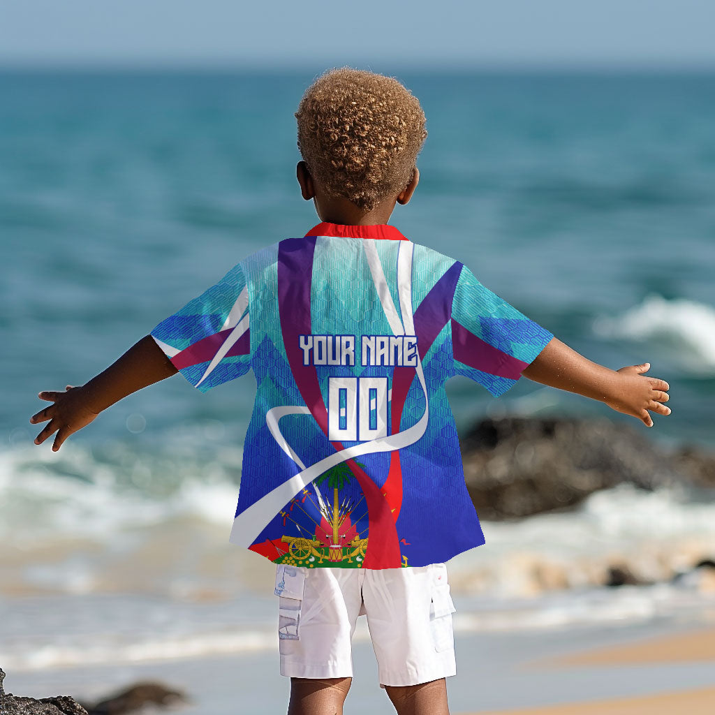 Personalized Haiti Football Kid Hawaiian Shirt Haitian Flag Trogon Bird Mascot