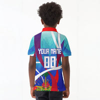 Personalized Haiti Football Kid Polo Shirt Haitian Flag Trogon Bird Mascot