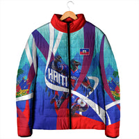 Personalized Haiti Football Padded Jacket Haitian Flag Trogon Bird Mascot