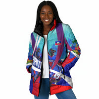 Personalized Haiti Football Padded Jacket Haitian Flag Trogon Bird Mascot