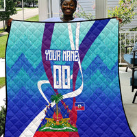 Personalized Haiti Football Quilt Haitian Flag Trogon Bird Mascot