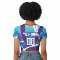 Personalized Haiti Football Raglan Cropped T shirt Haitian Flag Trogon Bird Mascot