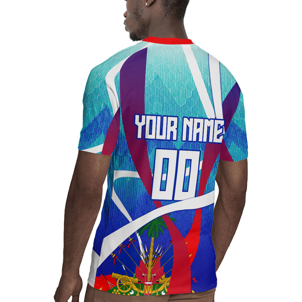 Personalized Haiti Football Rugby Jersey Haitian Flag Trogon Bird Mascot