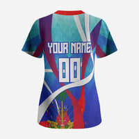 Personalized Haiti Football Scrub Top Haitian Flag Trogon Bird Mascot