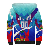 Personalized Haiti Football Sherpa Hoodie Haitian Flag Trogon Bird Mascot