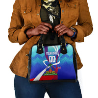 Personalized Haiti Football Shoulder Handbag Haitian Flag Trogon Bird Mascot