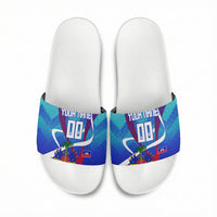 Personalized Haiti Football Slide Sandals Haitian Flag Trogon Bird Mascot