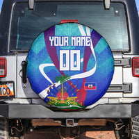 Personalized Haiti Football Spare Tire Cover Haitian Flag Trogon Bird Mascot