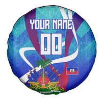 Personalized Haiti Football Spare Tire Cover Haitian Flag Trogon Bird Mascot