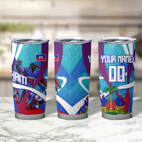 Personalized Haiti Football Tumbler Cup Haitian Flag Trogon Bird Mascot