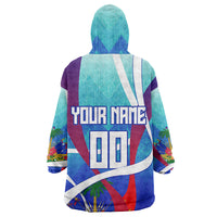 Personalized Haiti Football Wearable Blanket Hoodie Haitian Flag Trogon Bird Mascot