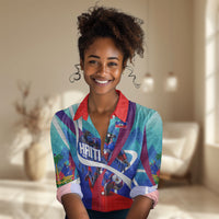 Personalized Haiti Football Women Casual Shirt Haitian Flag Trogon Bird Mascot