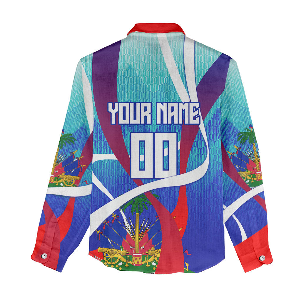 Personalized Haiti Football Women Casual Shirt Haitian Flag Trogon Bird Mascot