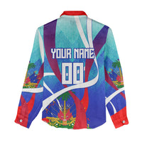 Personalized Haiti Football Women Casual Shirt Haitian Flag Trogon Bird Mascot
